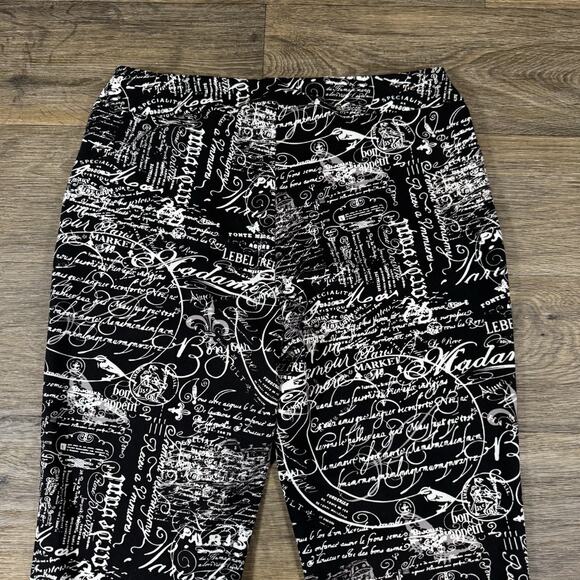 Lulu B Cropped Capri Pull On Pants Black White Women's Size 12 Pockets - Picture 10 of 12